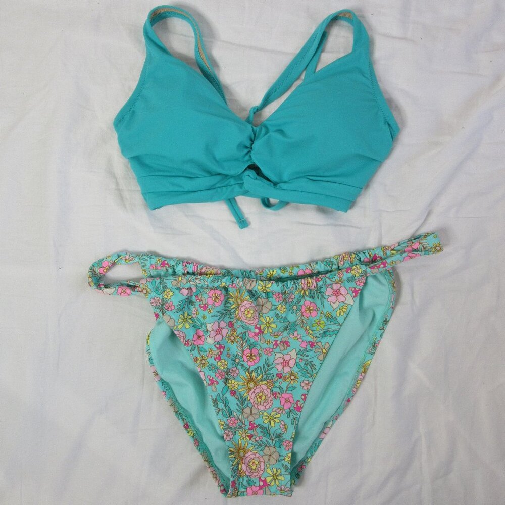 Shade & Shore wild fable 2 Piece Bikini Mint Green and Floral Size XL & 36C NWT